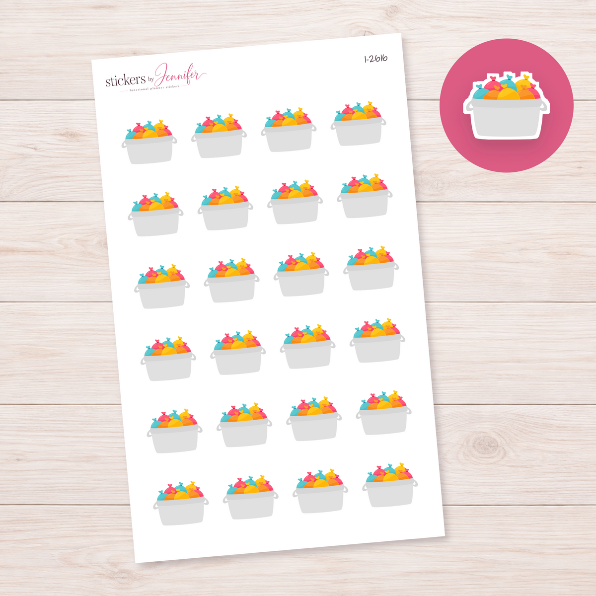 Bucket of Water Balloons Planner Stickers | I-2616