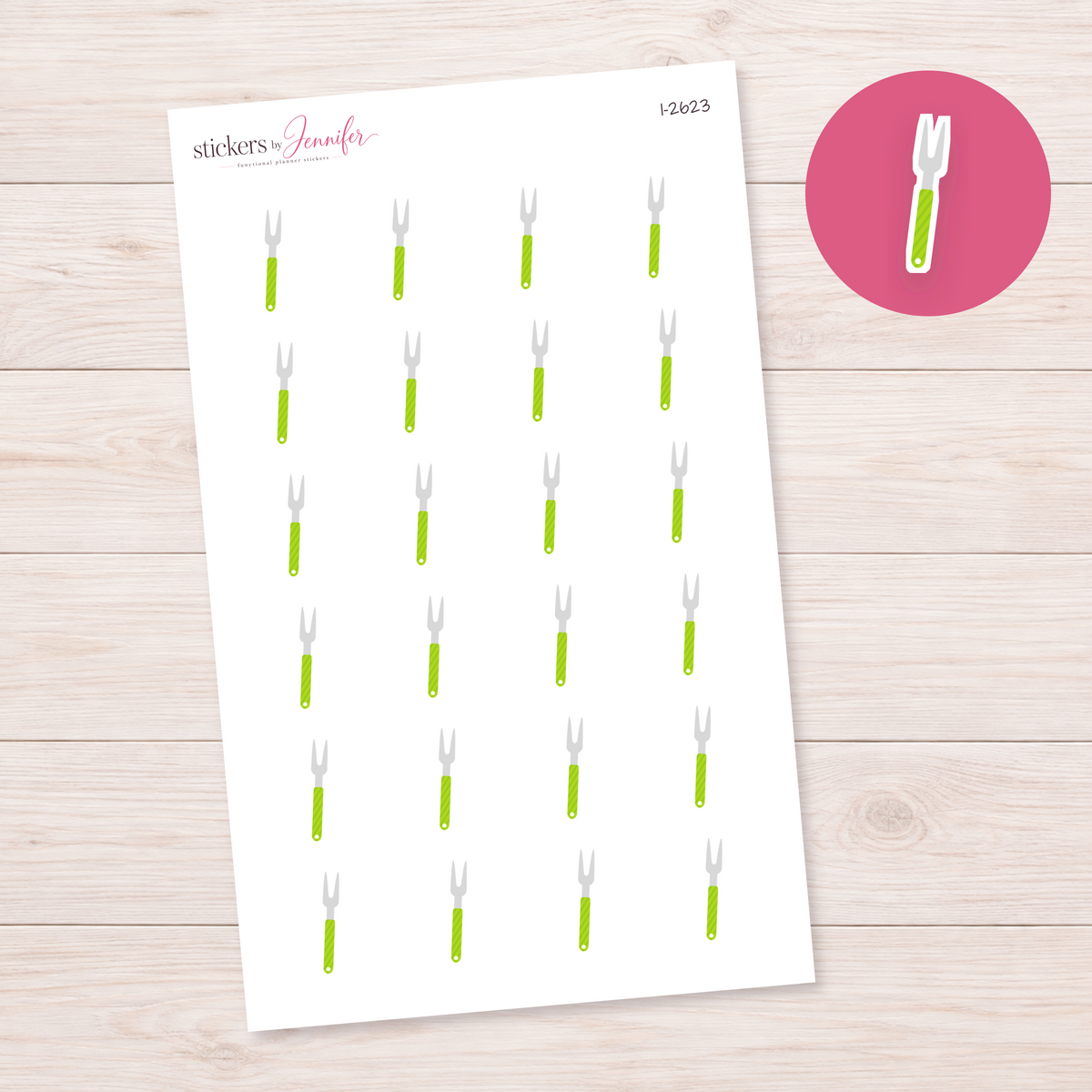 Green-Handled Barbecue Fork Planner Stickers | I-2623