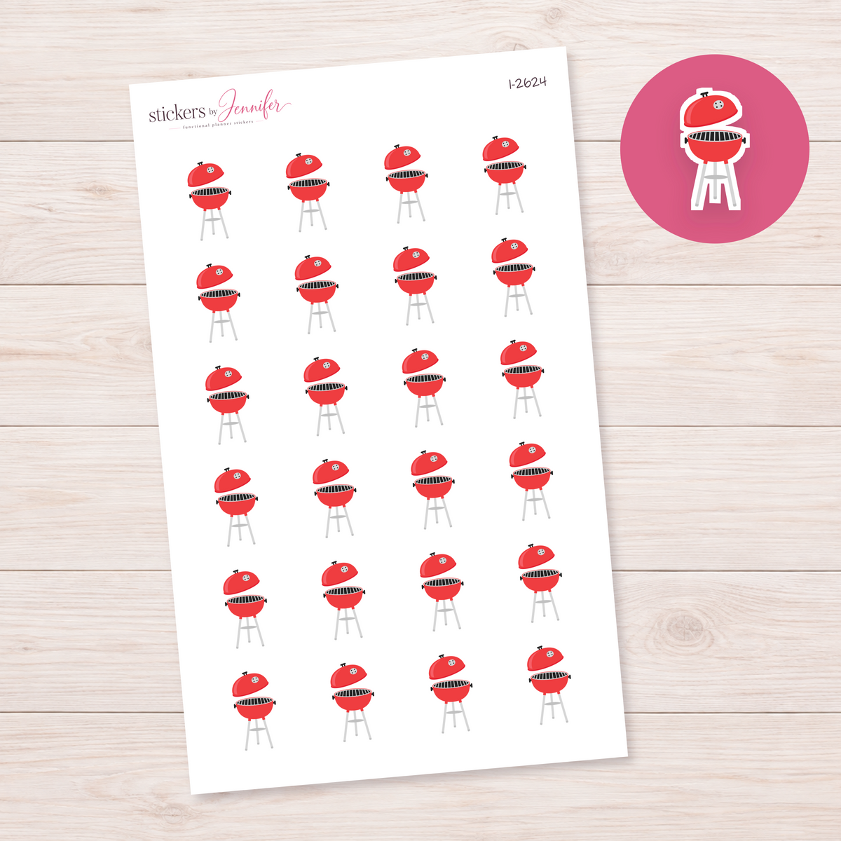 Red Kettle Grill Planner Stickers | I-2624