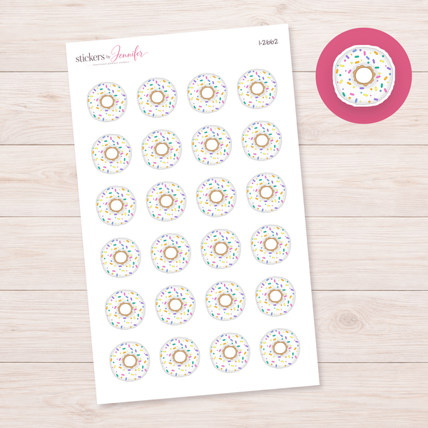 White Sprinkle Doughnut Planner Stickers | I-2662