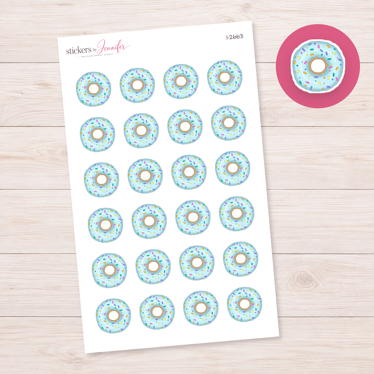 Blue Sprinkle Doughnut Planner Stickers | I-2663