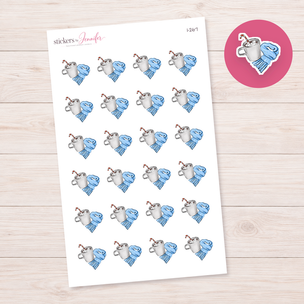 Blue Scarf & Cocoa Planner Stickers | I-267