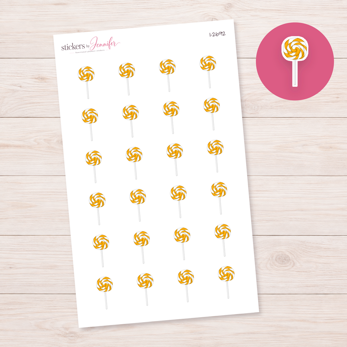 Orange Swirl Lollipop Planner Stickers | I-2692