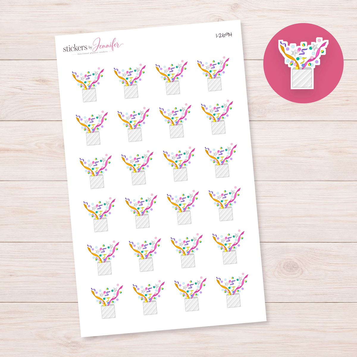 Celebration Confetti Box Planner Stickers | I-2694