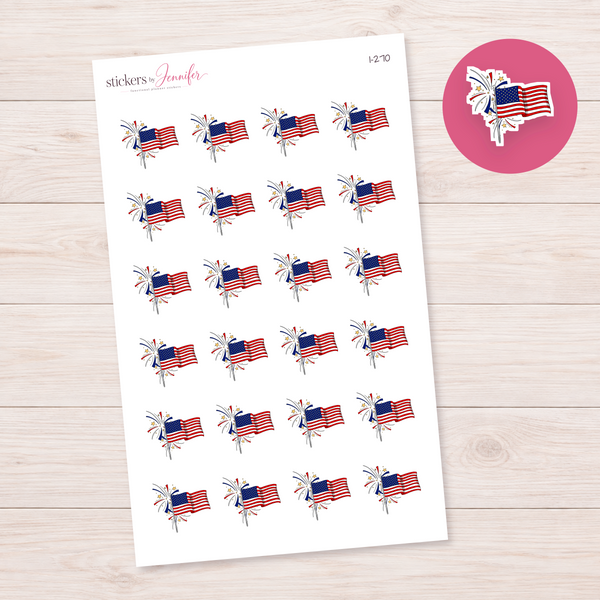 American Flag and Fireworks Planner Stickers | I-270