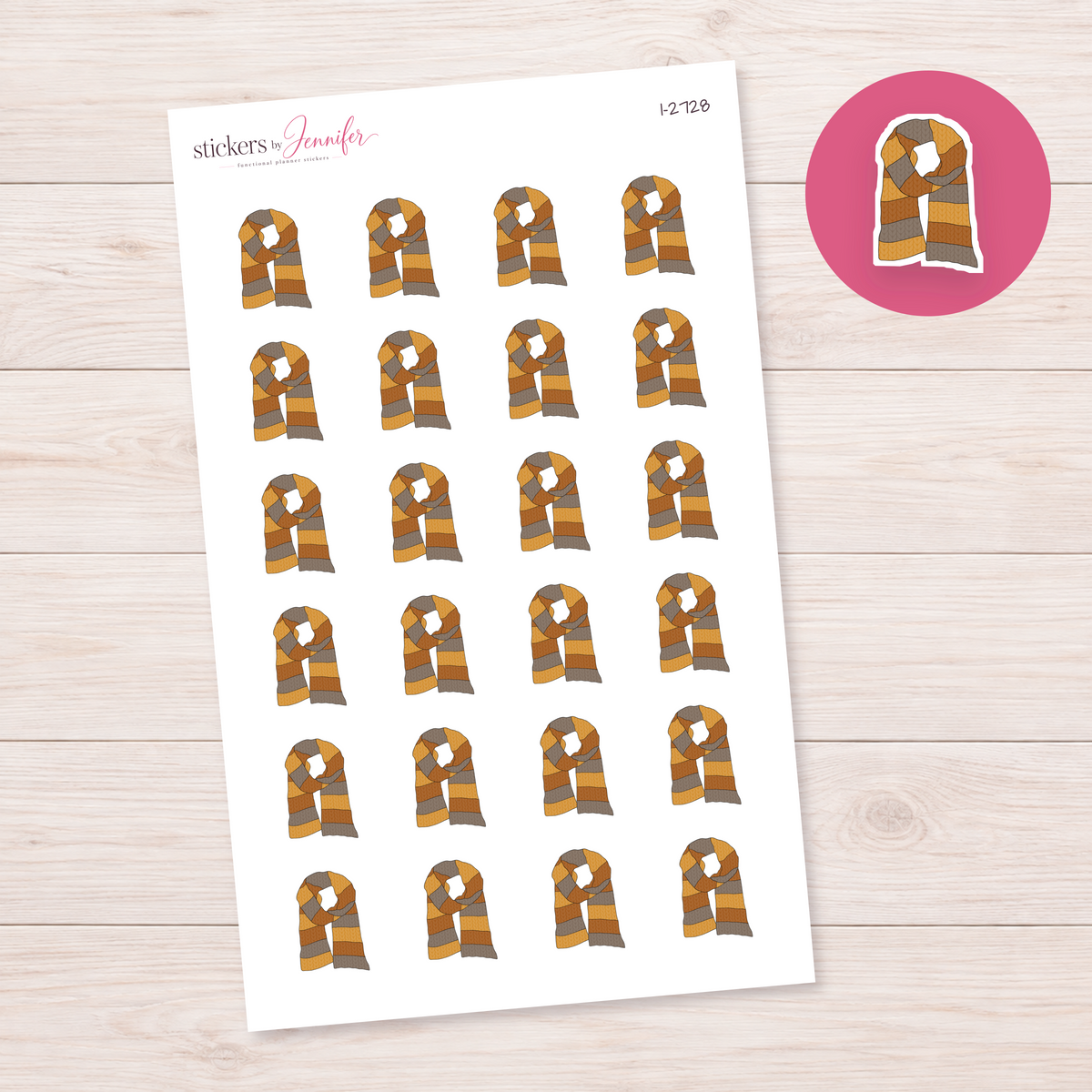 Golden Striped Scarf Planner Stickers | I-2728