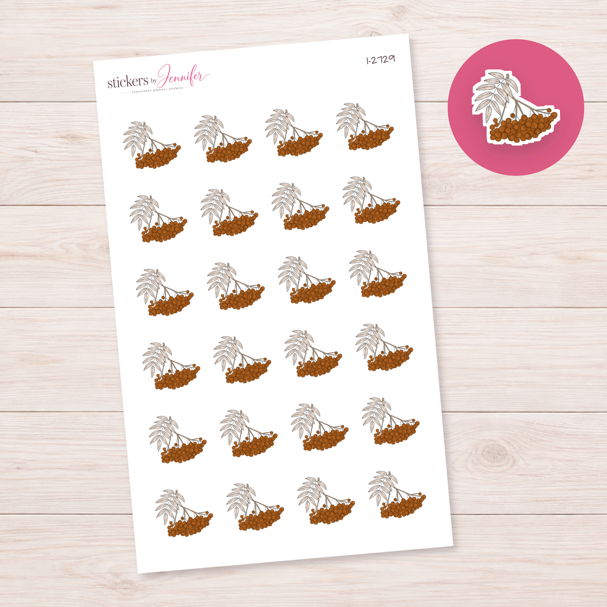 Rust Berry Branch Planner Stickers | I-2729