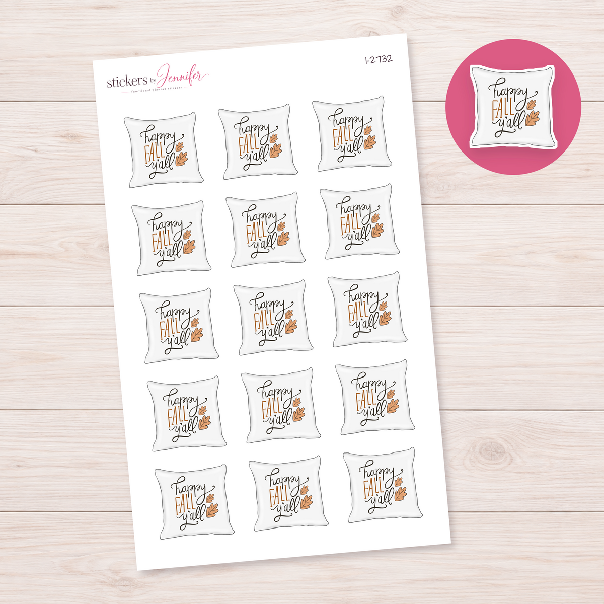 Happy Fall Y'all Pillow Planner Stickers | I-2732