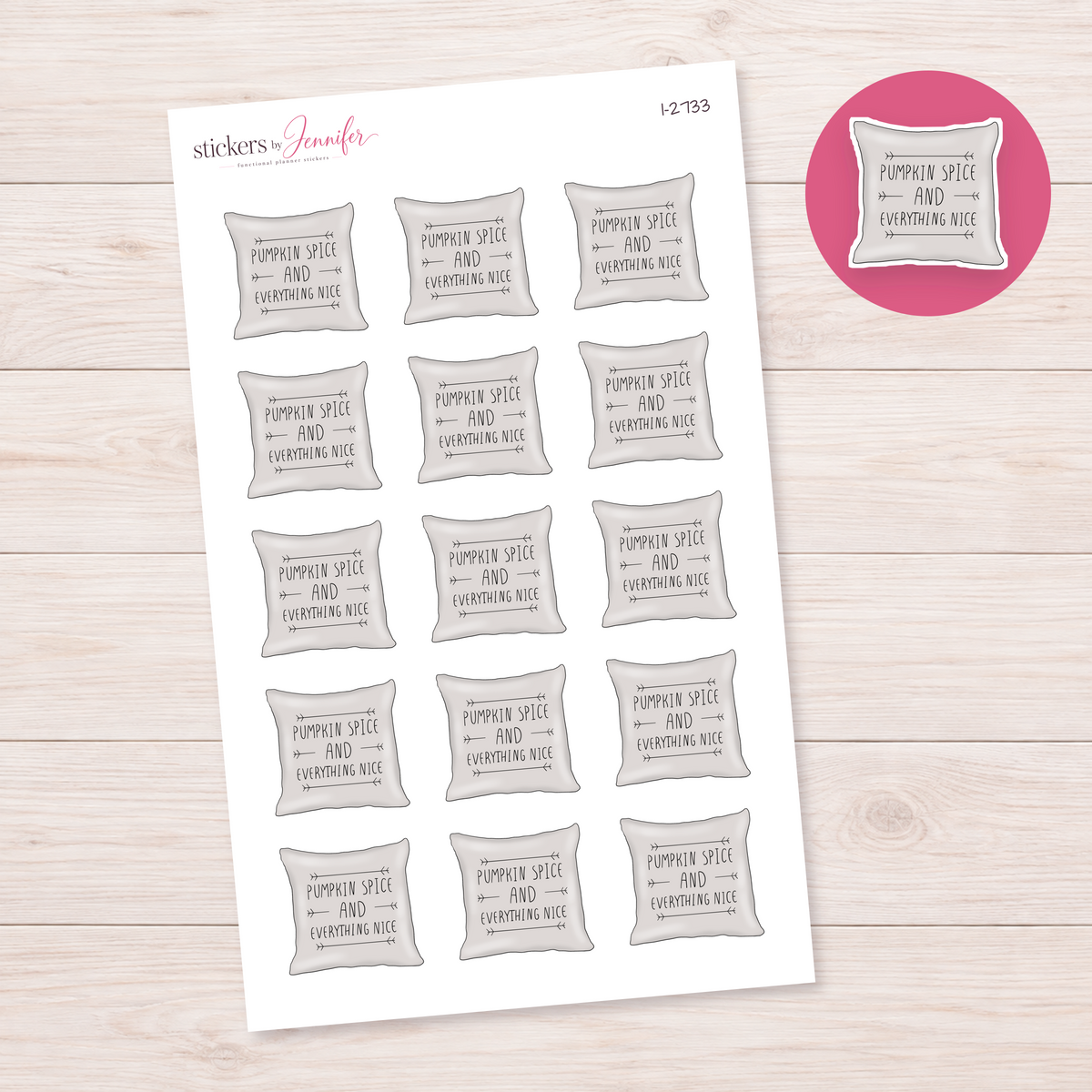 Pumpkin Spice Pillow Planner Stickers | I-2733
