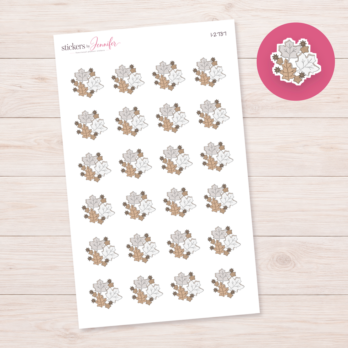Neutral Autumn Leaf Cluster Planner Stickers | I-2737