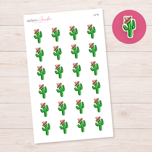 Cactus in Sombrero Planner Stickers | I-274