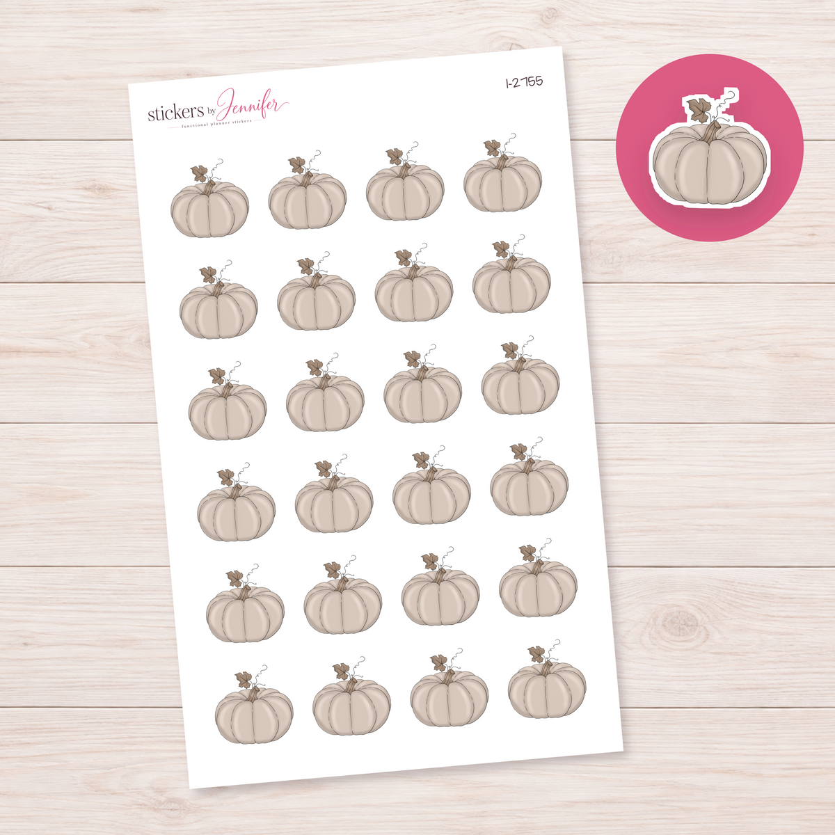 Neutral Pumpkin with Leaf Planner Stickers | I-2755