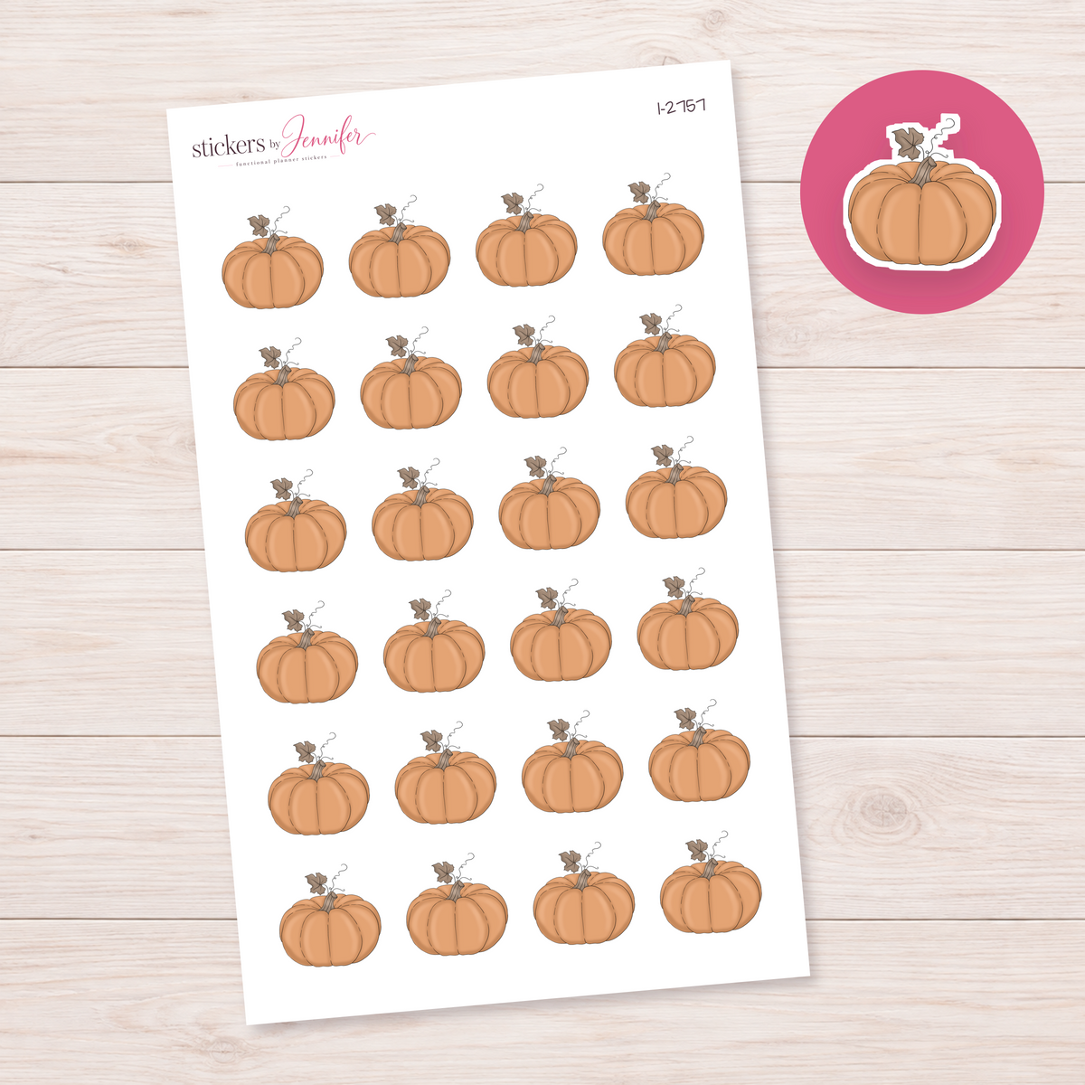 Peach Pumpkin with Leaf Planner Stickers | I-2757