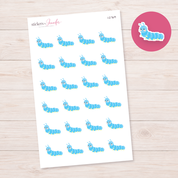 Blue Caterpillar Planner Stickers | I-2769