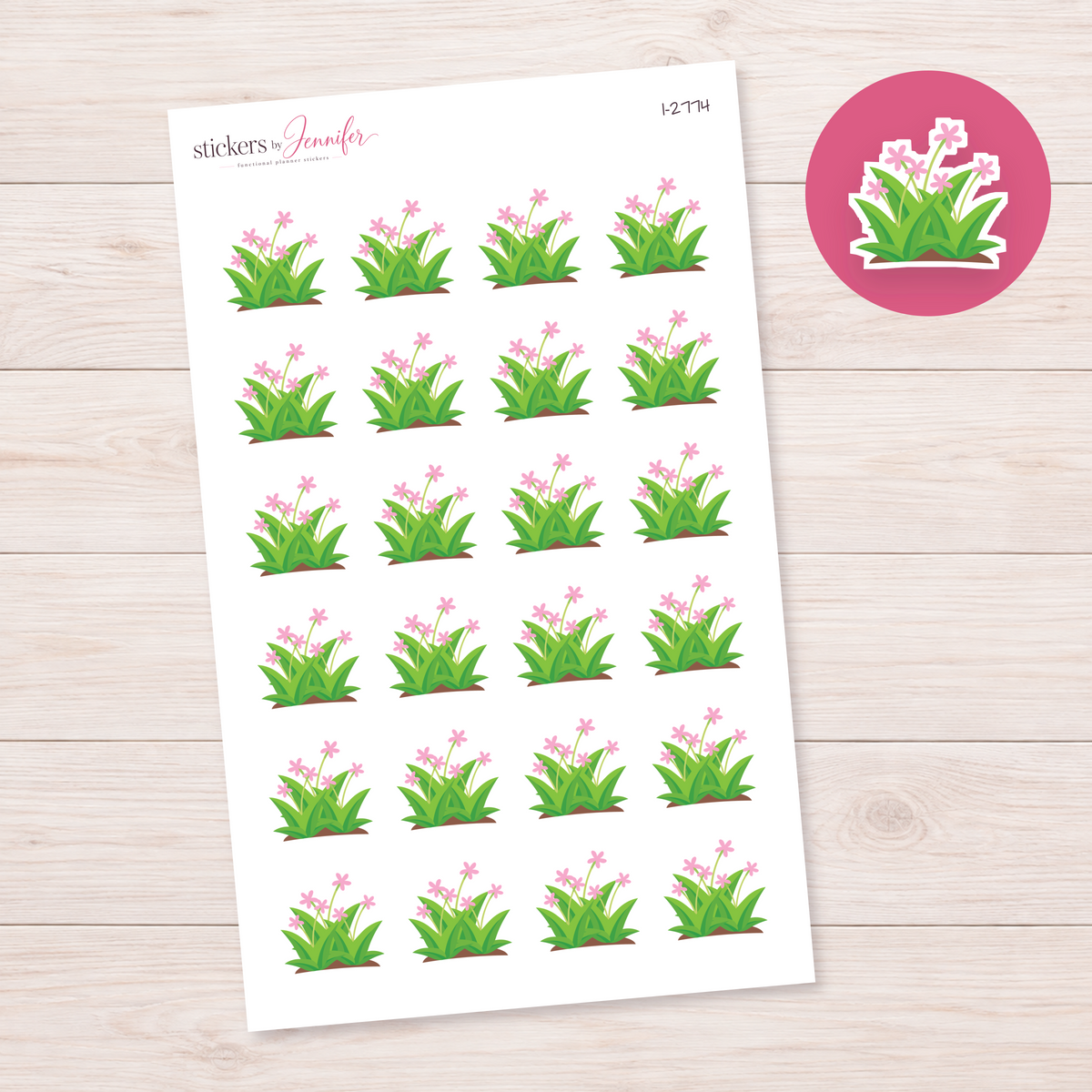Pink Flower Patch Planner Stickers | I-2774