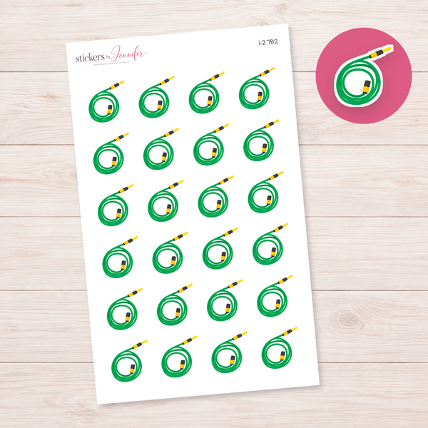 Coiled Green Garden Hose Planner Stickers | I-2782