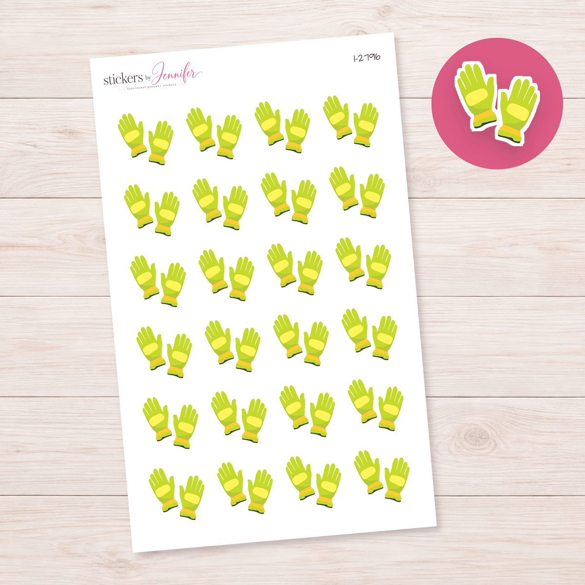 Green Gardening Gloves Planner Stickers | I-2796