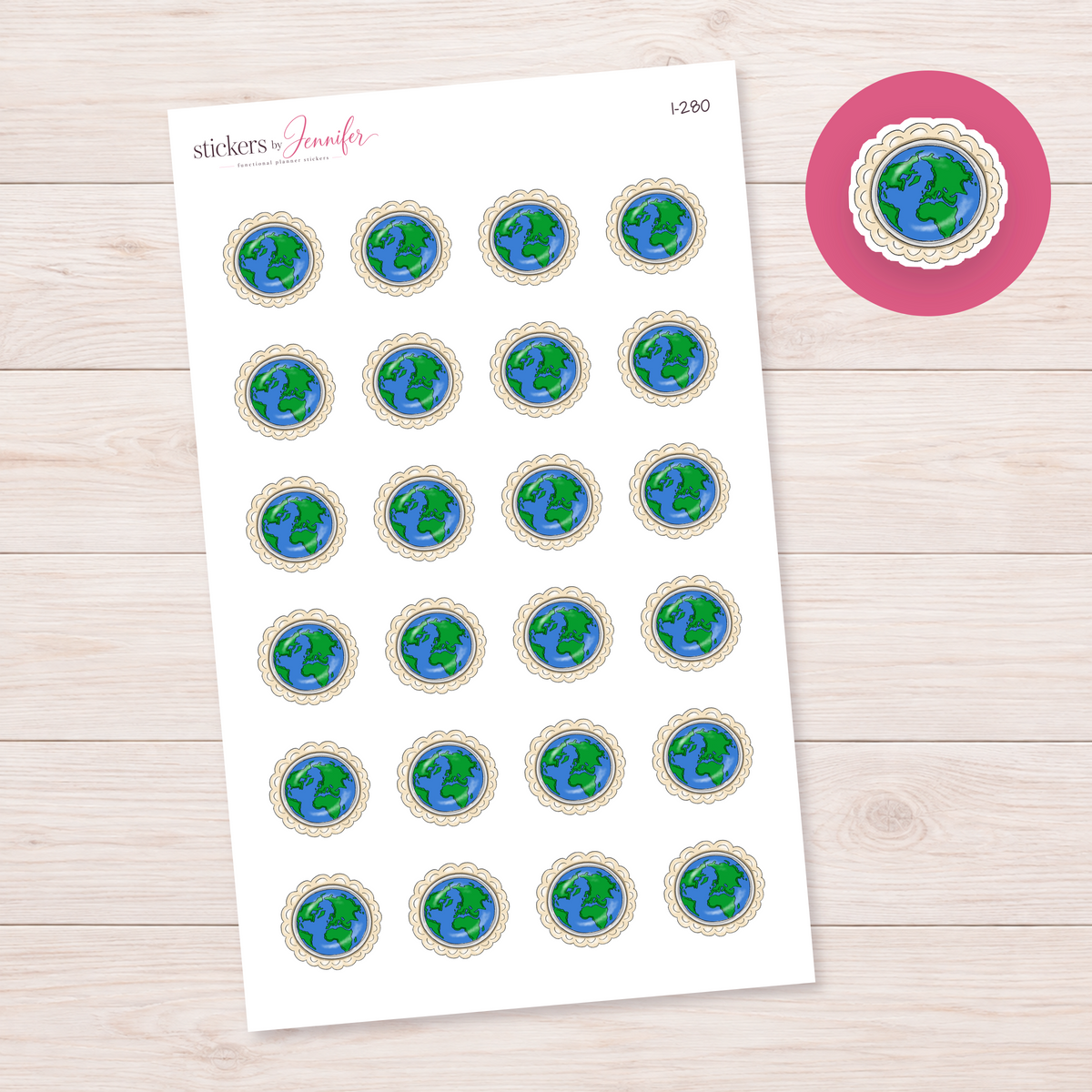 Earth Day Globe Planner Stickers | I-280
