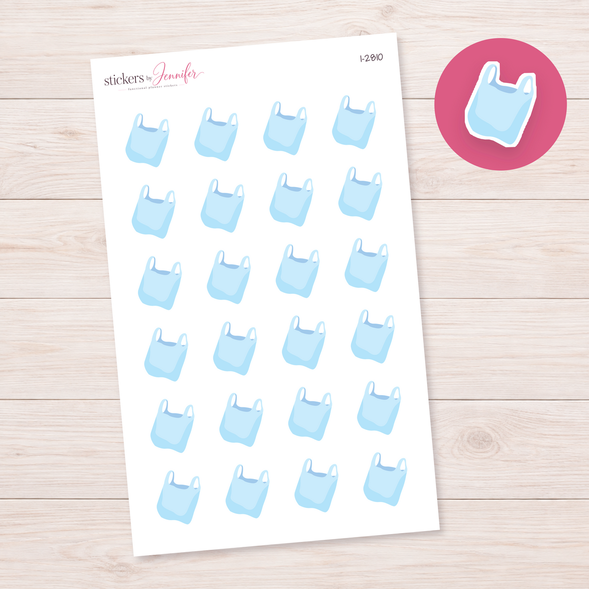 Pale Blue Shopping Bag Planner Stickers | I-2810