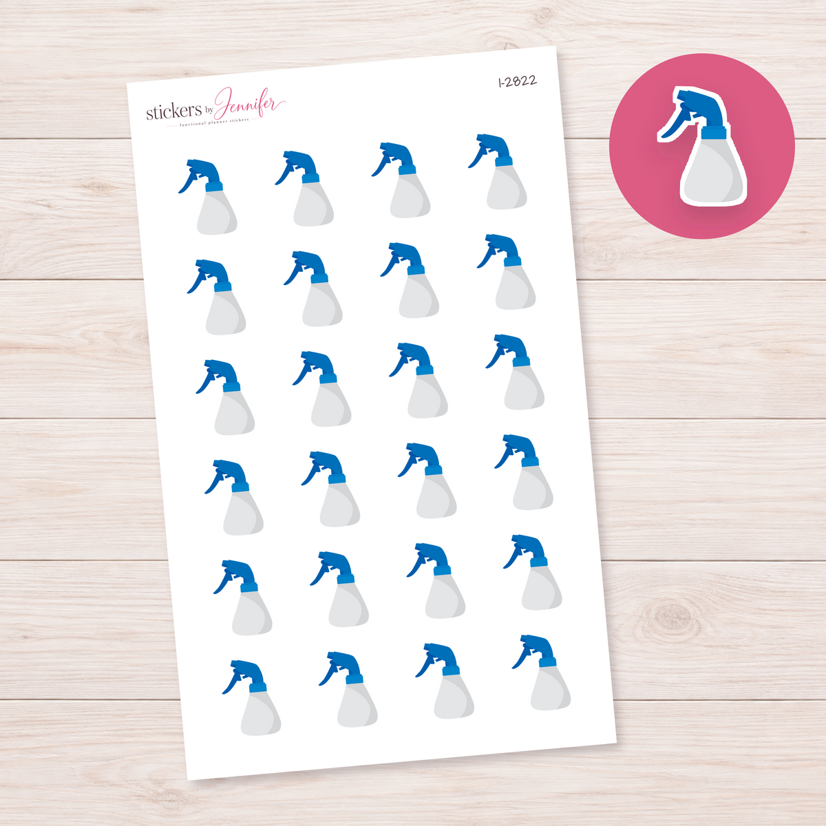 Blue Spray Bottle Planner Stickers | I-2822
