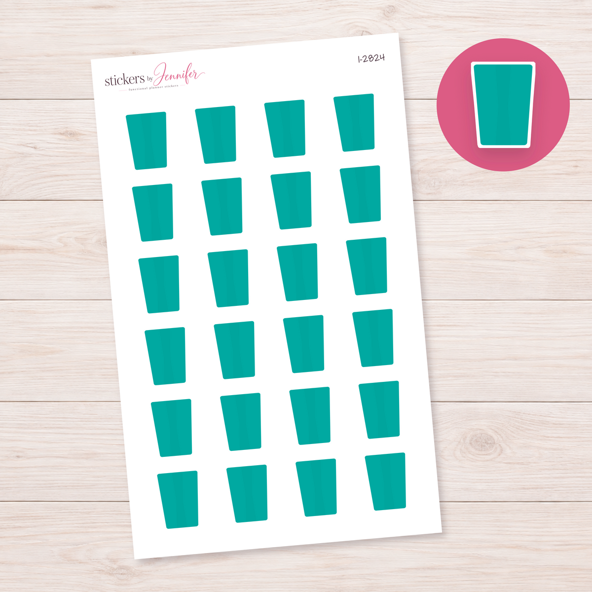 Tall Teal Planter Planner Stickers | I-2824