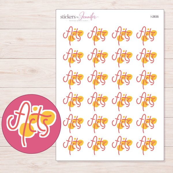 Acts Lettering Planner Stickers | I-2835 — enlarged contour-cut detail