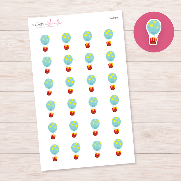 Starry Blue Hot Air Balloon Planner Stickers | I-2864