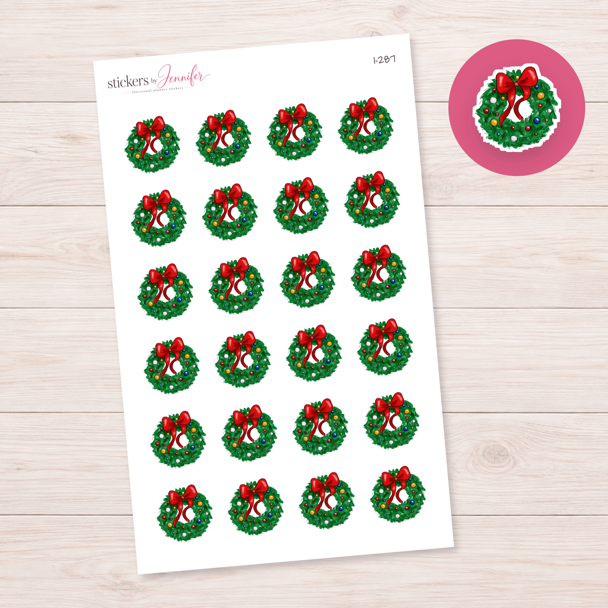 Christmas Wreath Planner Stickers | I-287