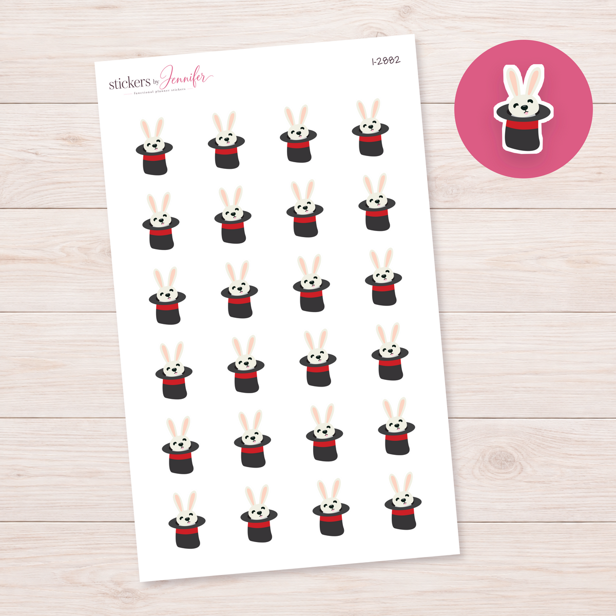 Rabbit in Magician Hat Planner Stickers | I-2882