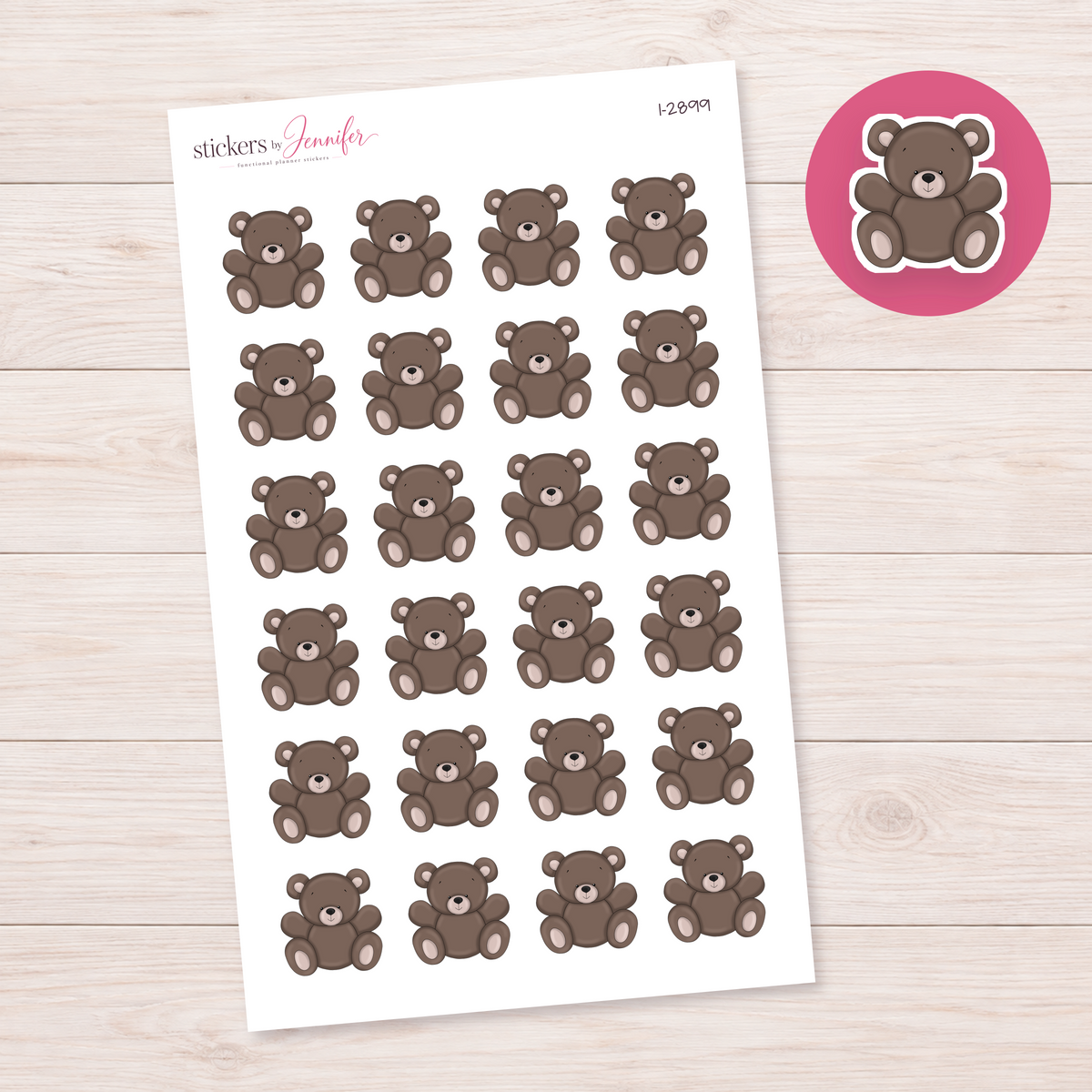 Brown Teddy Bear Planner Stickers | I-2899