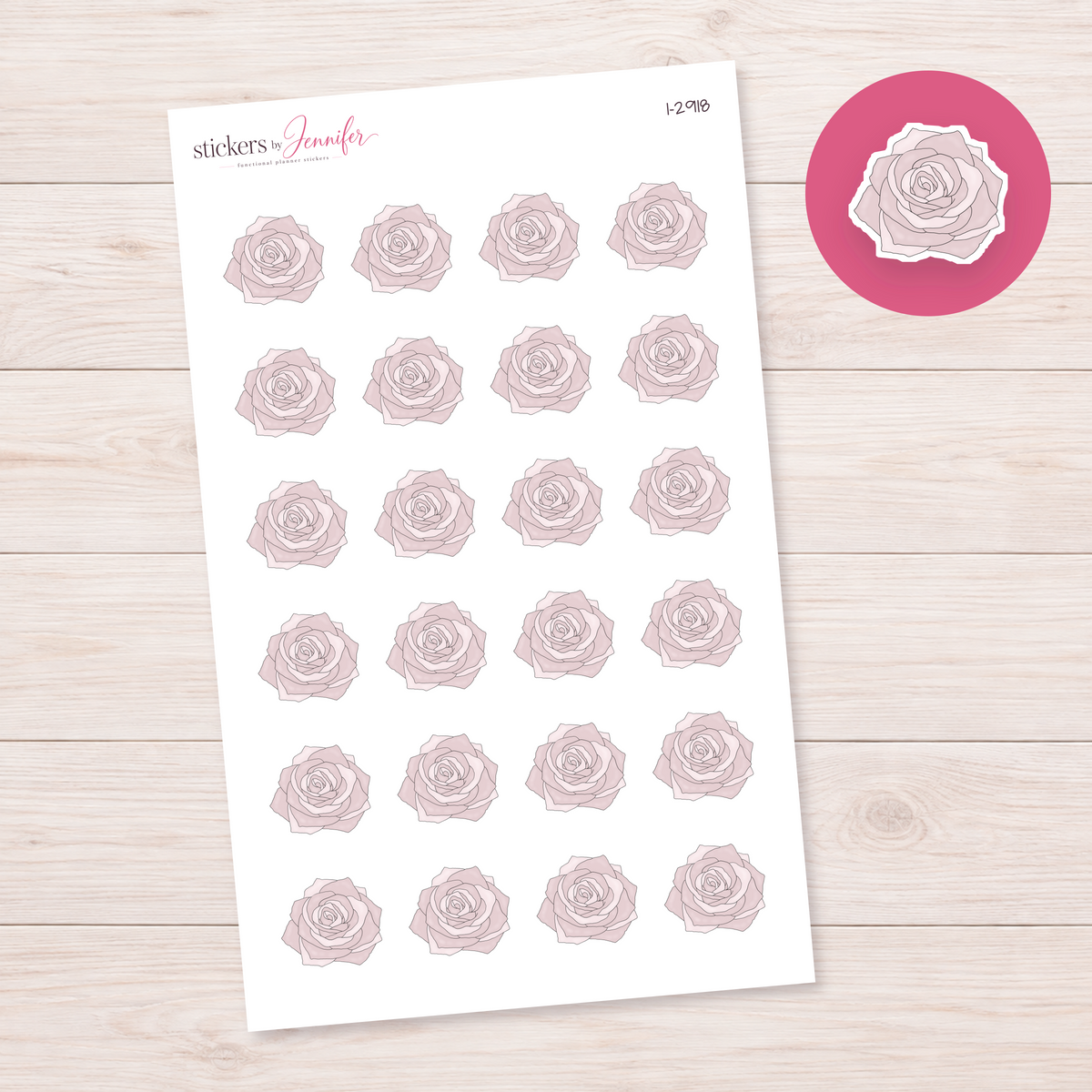 Dusty Blush Rose Planner Stickers | I-2918