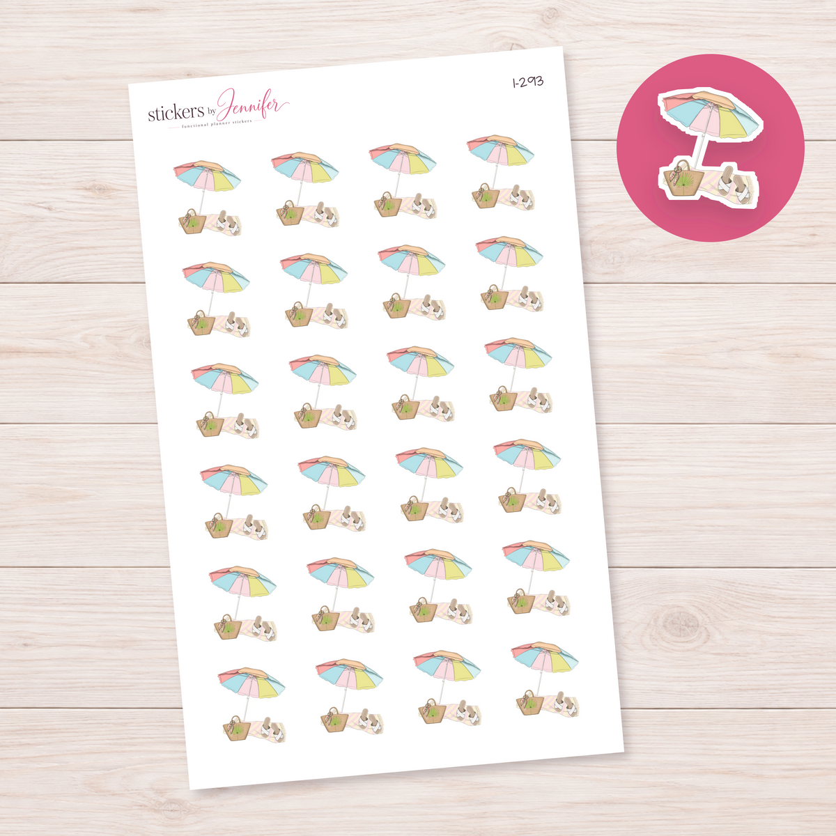 Beach Umbrella Planner Stickers | I-293