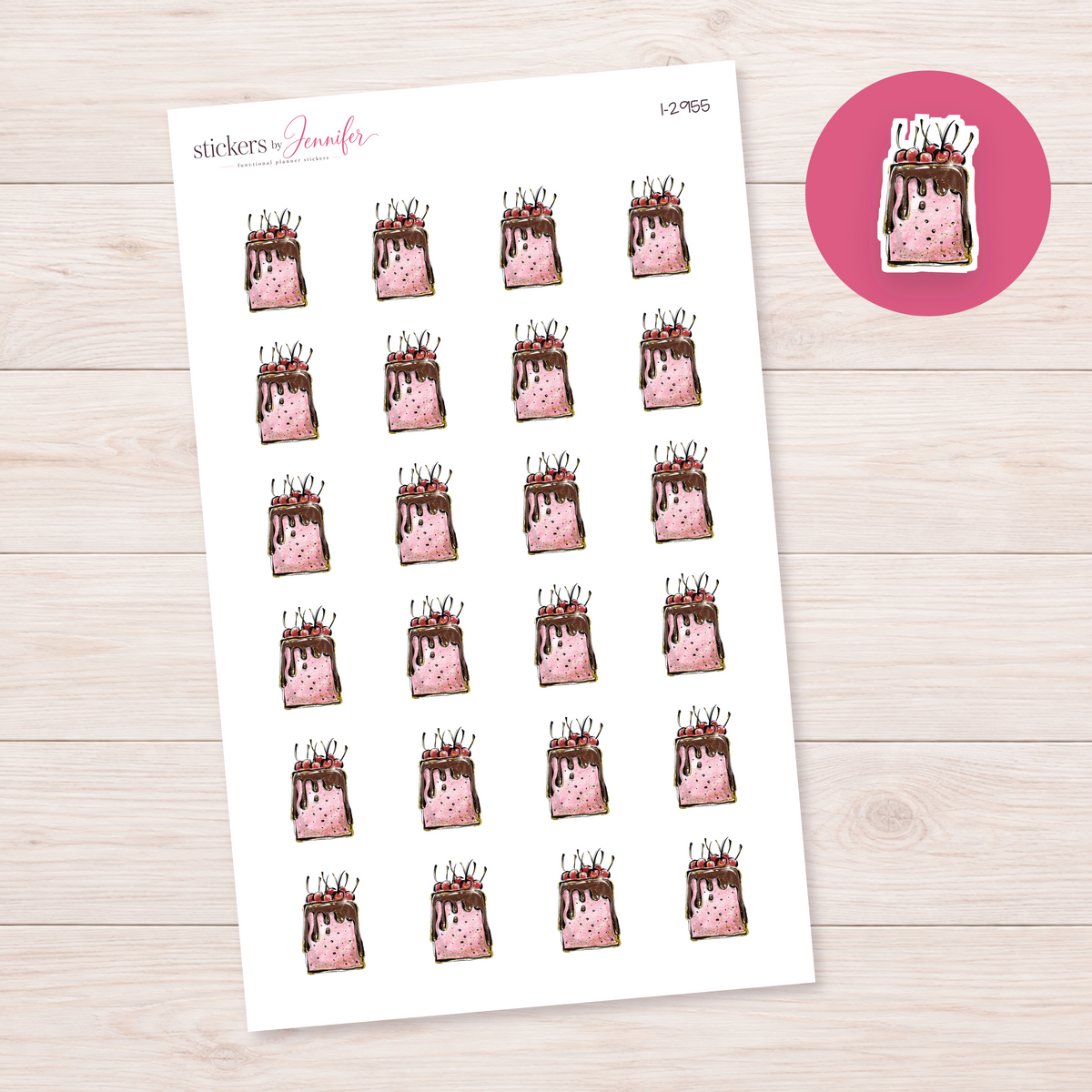 Cherry Chocolate Drip Cake Planner Stickers | I-2955