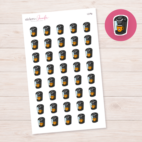 Orange Coffee Maker Planner Stickers | I-296