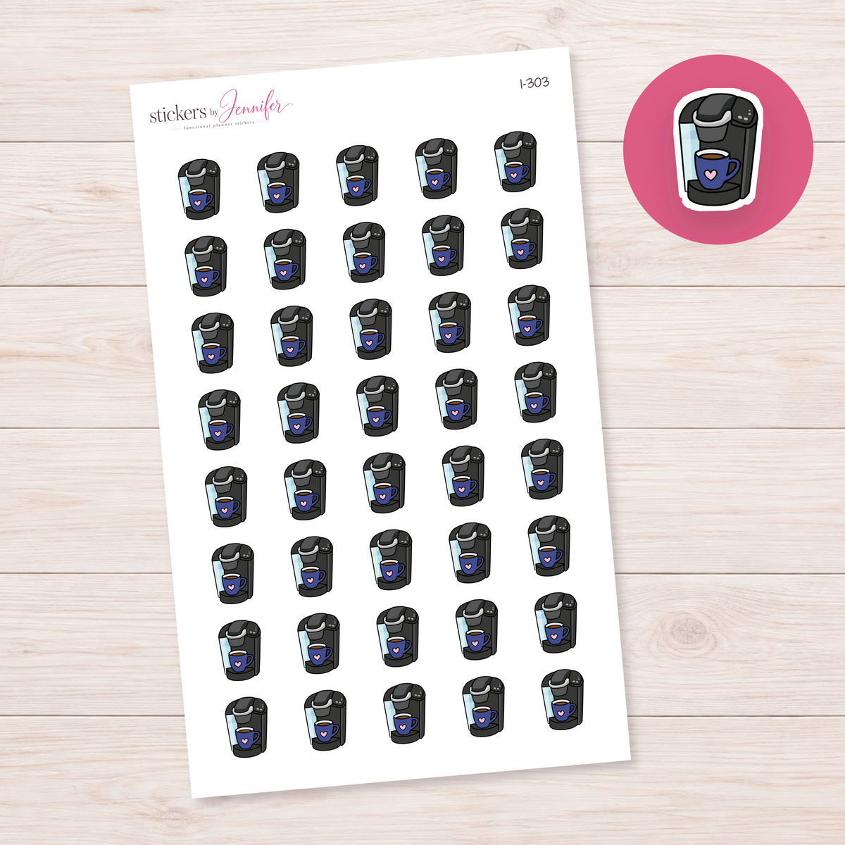 Blue Coffee Maker Planner Stickers | I-303