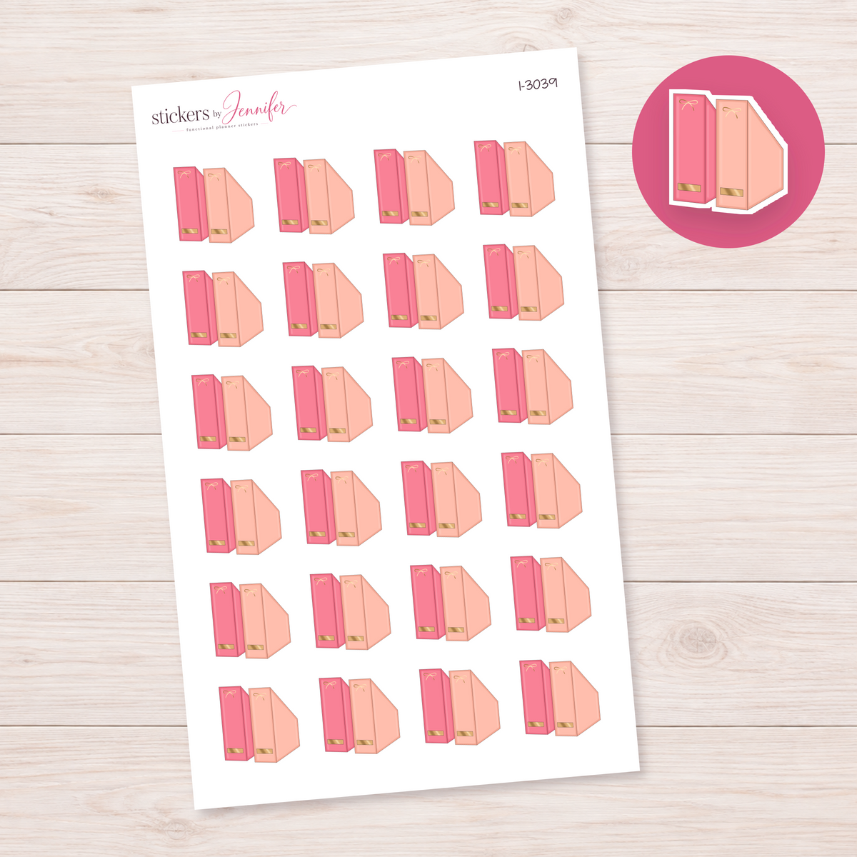 Pink and Peach Magazine Files Planner Stickers | I-3039