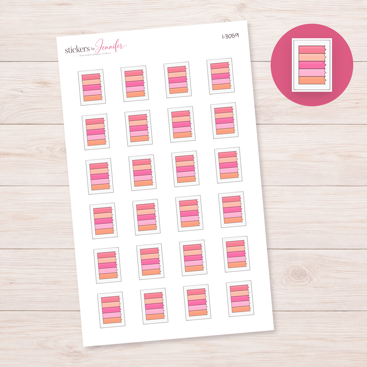 Pink and Peach Page Flags Planner Stickers | I-3059