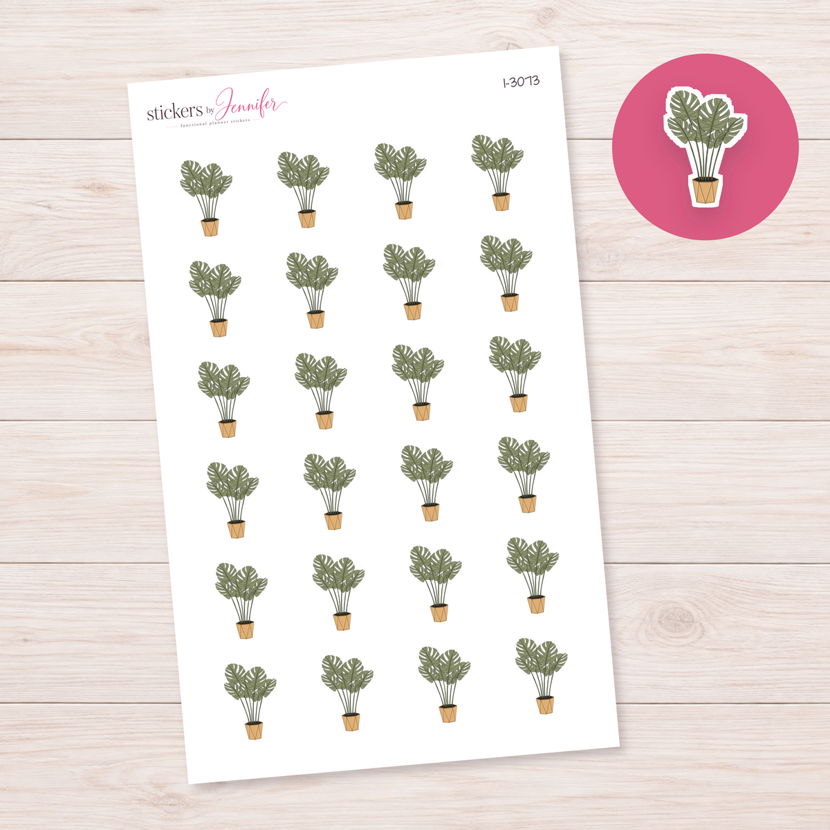 Muted Monstera in Gold Pot Planner Stickers | I-3073