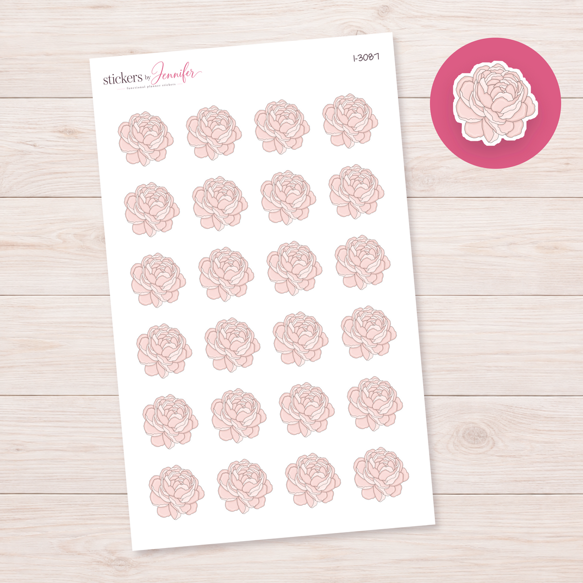 Pale Blush Peony Planner Stickers | I-3087