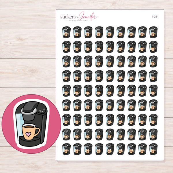 Apricot Mug Coffee Maker Planner Stickers | I-311 — enlarged contour-cut detail