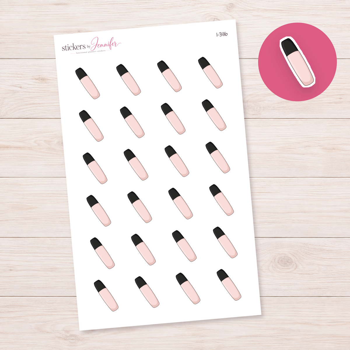 Pale Blush Capped Marker Planner Stickers | I-3116