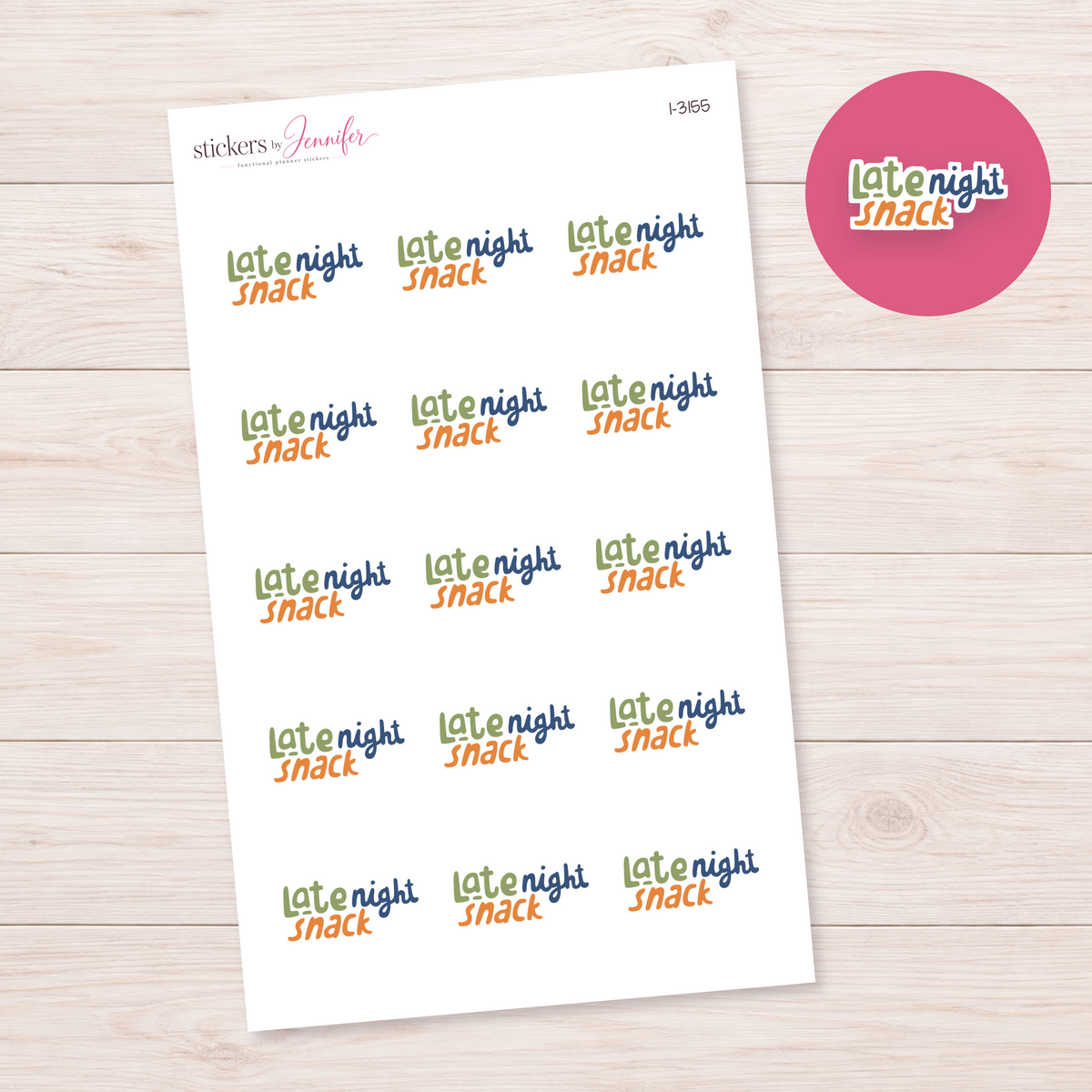 Late Night Snack Lettering Planner Stickers | I-3155
