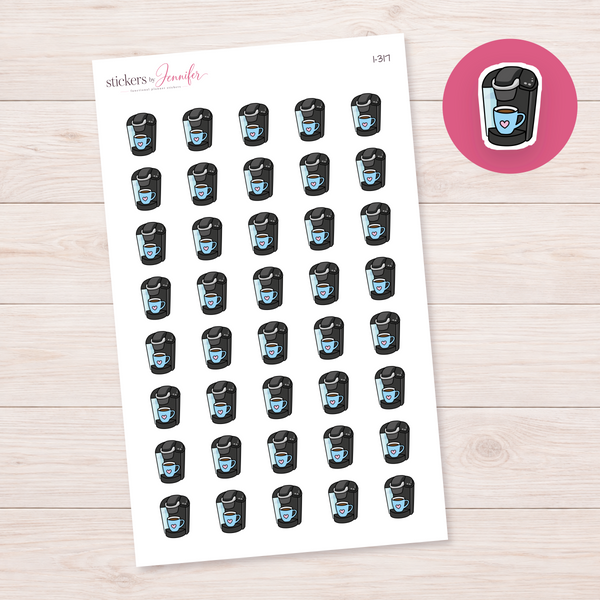 Black Coffee Maker Planner Stickers | I-317
