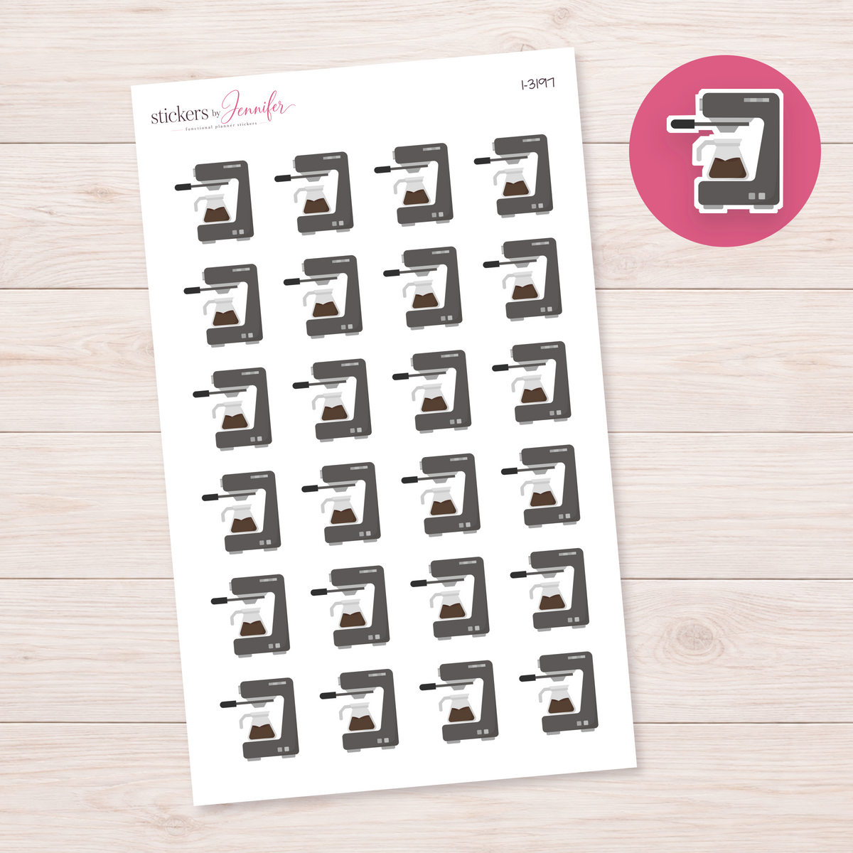 Gray Coffee Maker Planner Stickers | I-3197