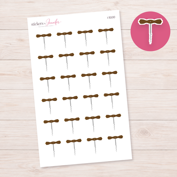 Wooden Corkscrew Planner Stickers | I-3200