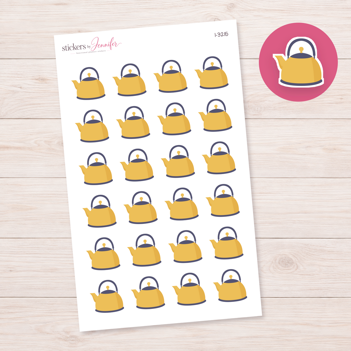 Golden Tea Kettle Planner Stickers | I-3215