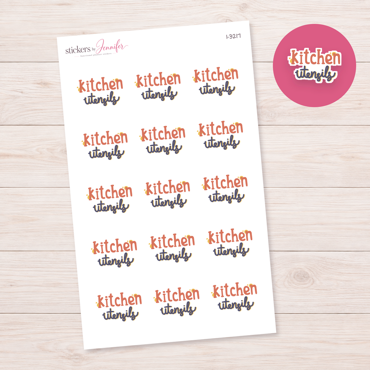 Kitchen Utensils Lettering Planner Stickers | I-3217