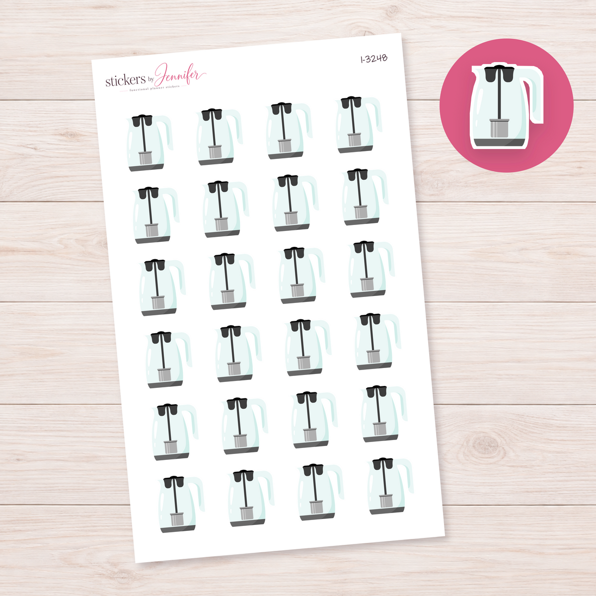 Glass French Press Planner Stickers | I-3248