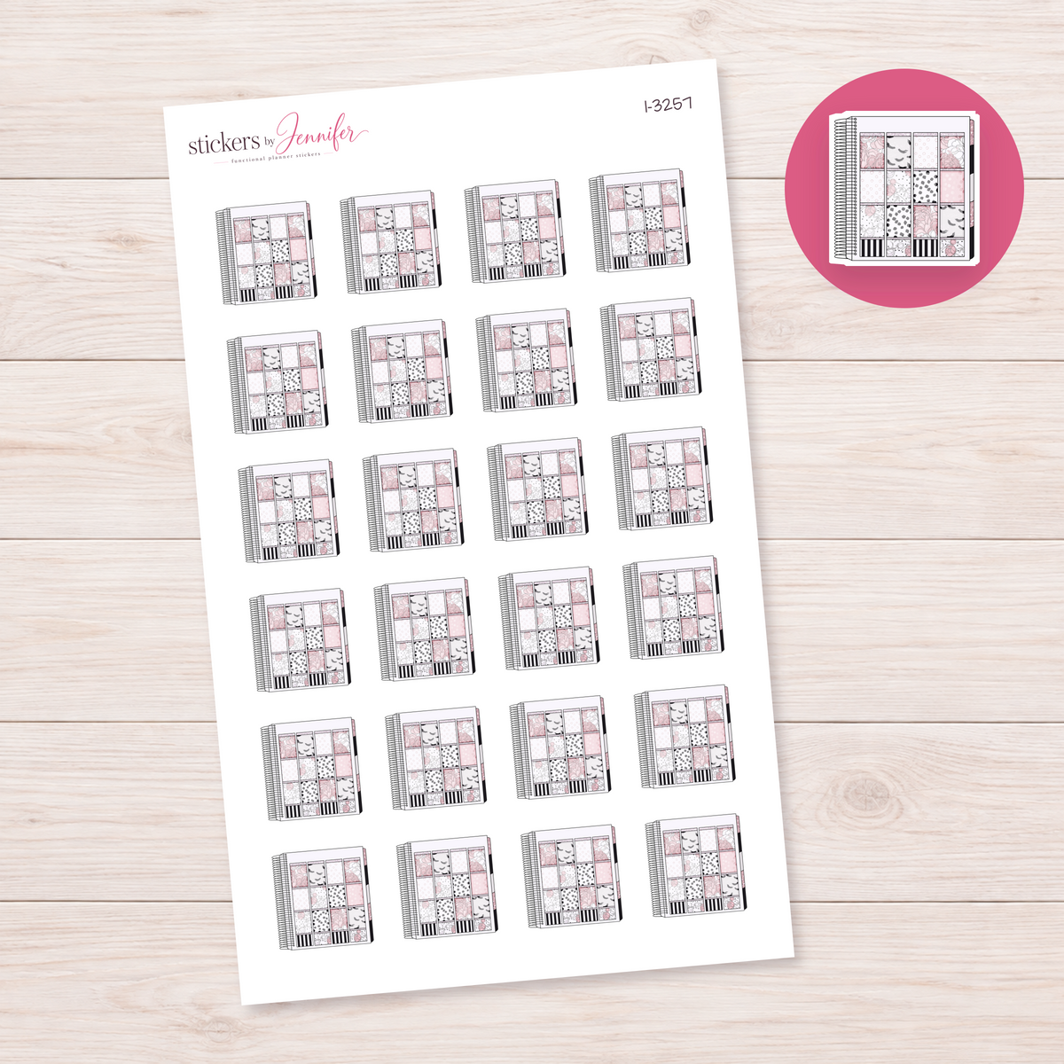 Pink Patterned Planner Sheet Planner Stickers | I-3257