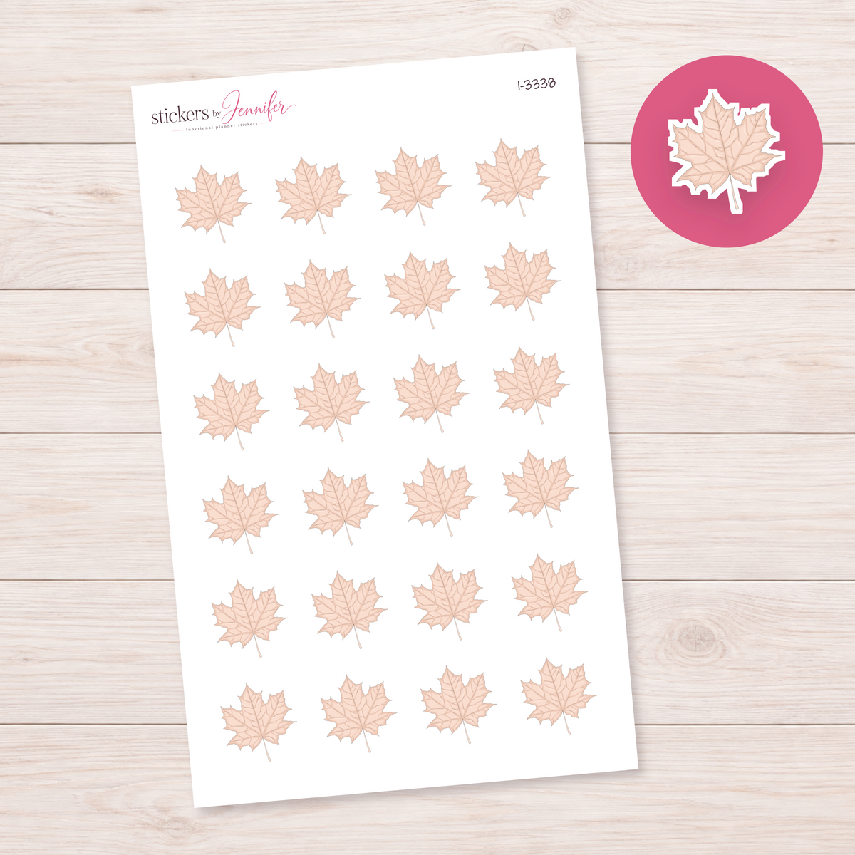 Pale Textured Maple Leaf Planner Stickers | I-3338